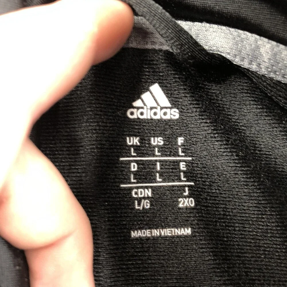 Adidas Jacket Mens Large Black Full Zip Track 3 Stripe Soccer Training Athletic